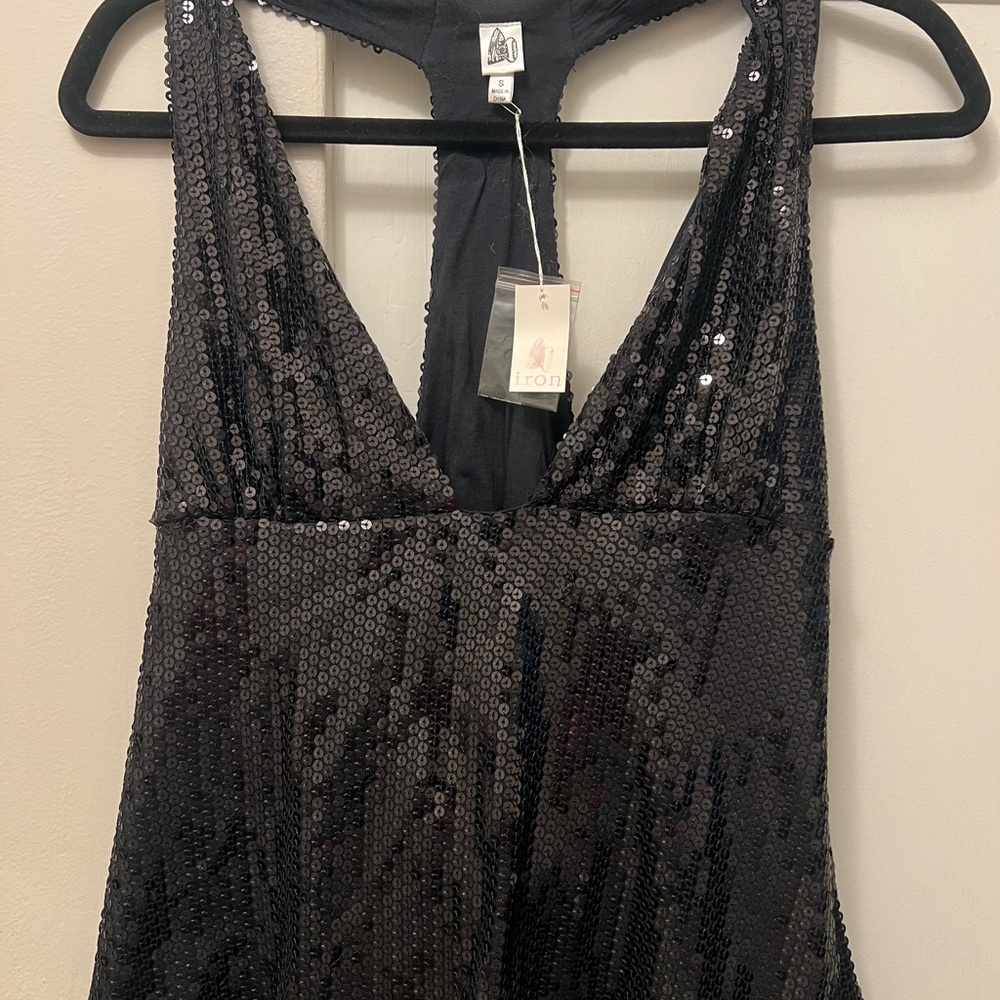 Iron by Sheri Bodell              Small Black Sequin Sleeveless Blouse